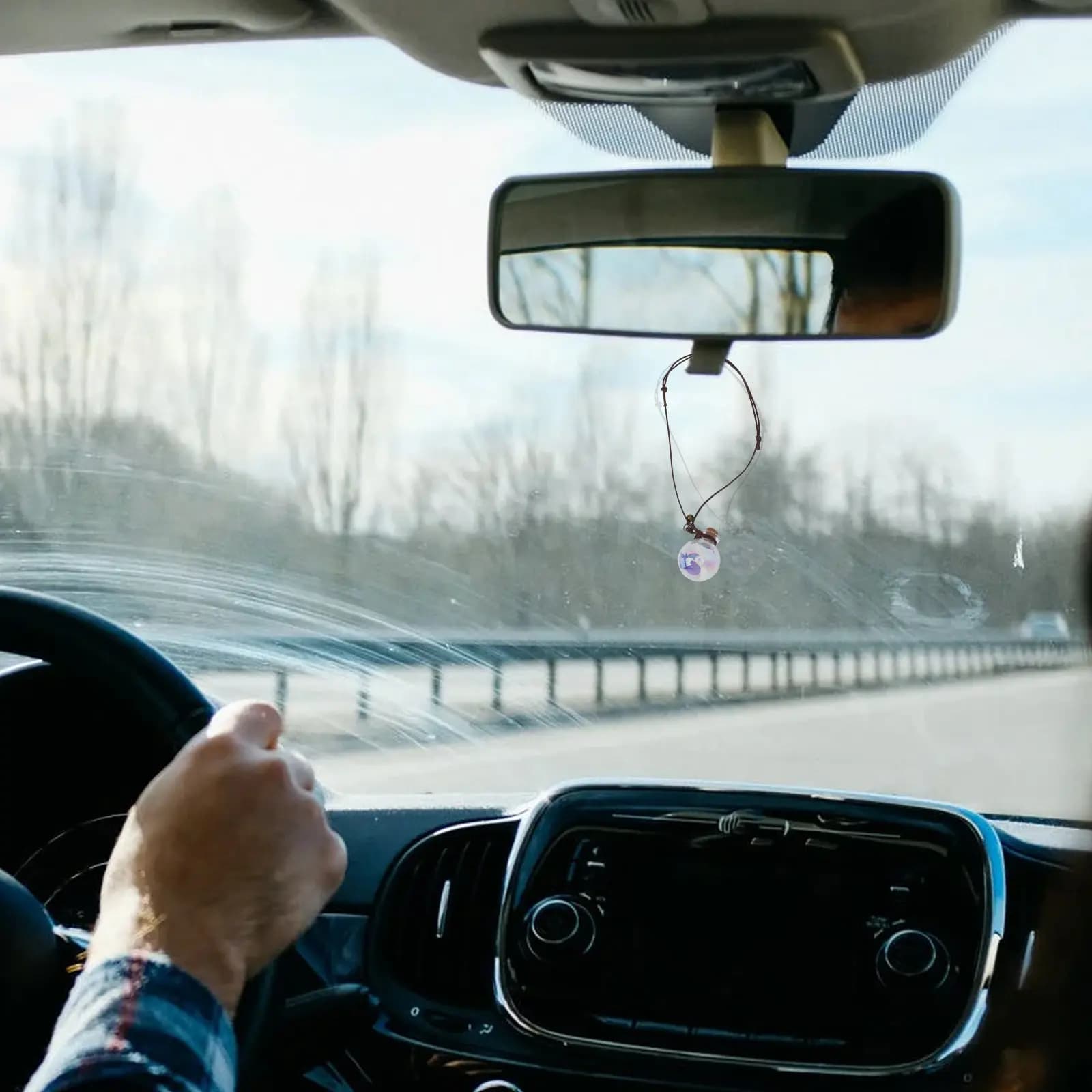 Set di 4 Bottiglie di Profumo per Auto con Fiori Secchi, Ciondolo Decorativo per Interni Auto, Deodorante per Aromaterapia, Accessorio Decorativo per Auto