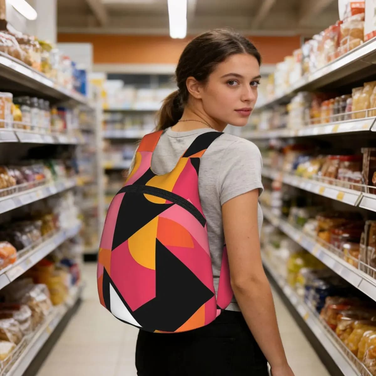 Geometric Art Backpack Student BookBag Children Storage School Bag Laptop Shoulder Bags for Boys Girls