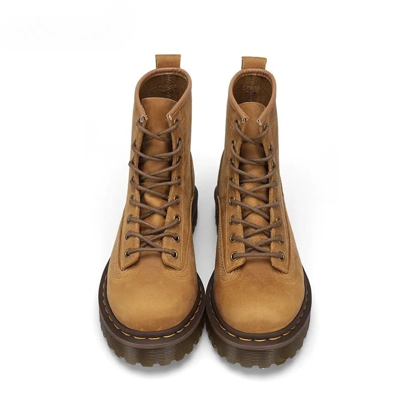 Stivali da moto da donna in vera pelle vintage con suola spessa Stivaletti da trekking antiscivolo per esterni Stivali da lavoro nel deserto da uomo britannico