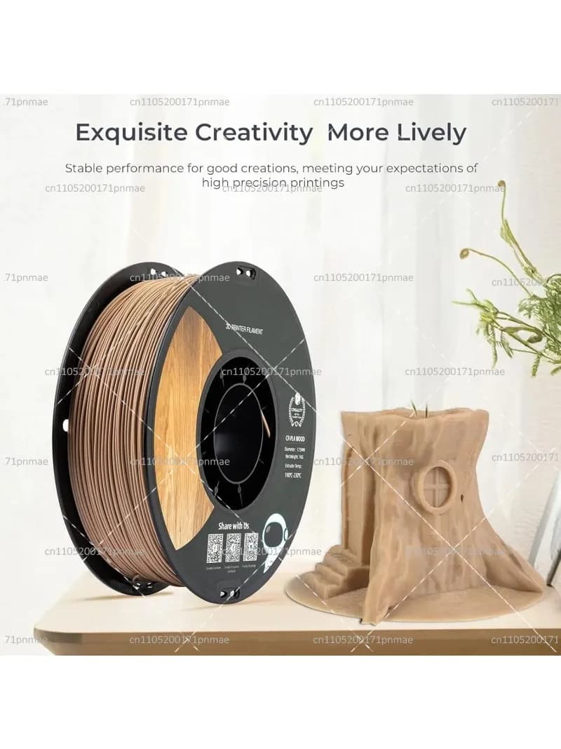 2026 CR Wood PLA Filament 1.75mm 1kg, 30%+ Real Wood Smooth Texture, Eco-Friendly Multi-Brand Compatible for FDM Printer