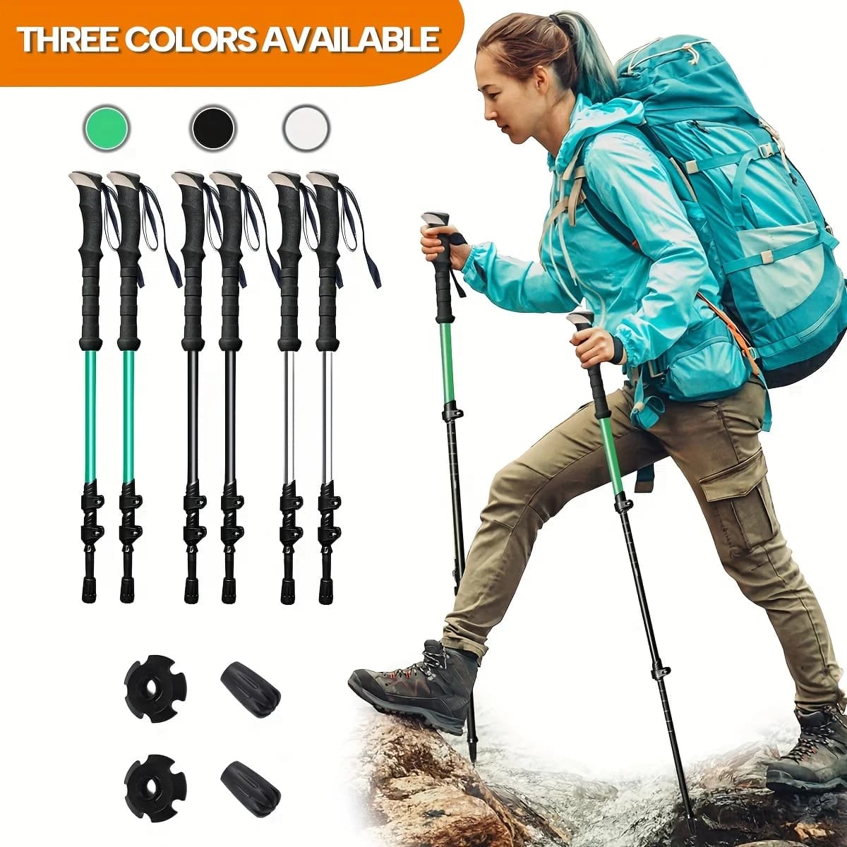 2 Pezzi Bastoncini da Trekking Telescopici Multifunzionali in Alluminio, Ultraleggeri per Uomo e Donna