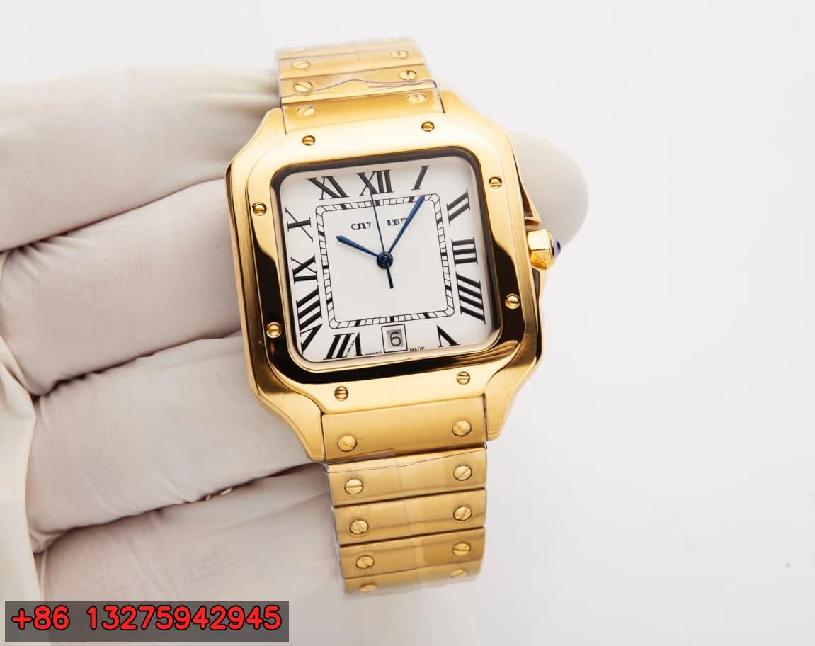 Orologio da Polso Automatico Meccanico da Uomo con Cassa in Acciaio Inossidabile, Bracciale, Quadrante Quadrato con Numeri Romani, Calendario, 47.5x39.8mm, 12mm, Elegante