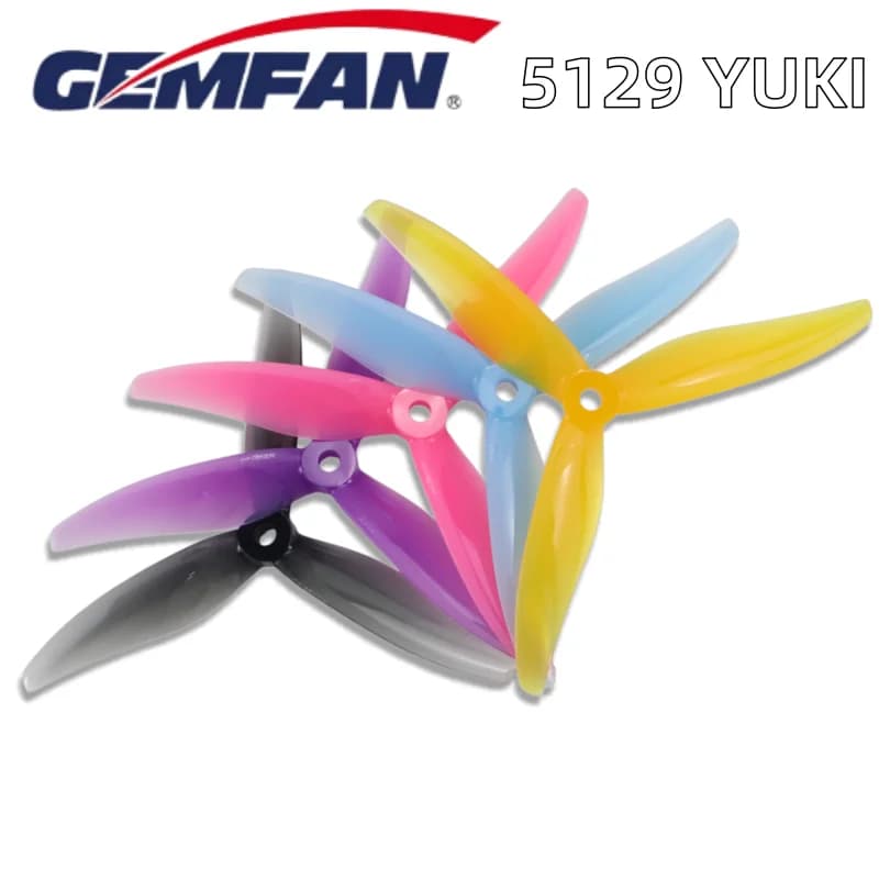 Eliche Gemfan 5129 da 5 pollici a 3 pale/tri-pala per motori brushless FPV, eliche YUKI FPV per droni da corsa RC FPV