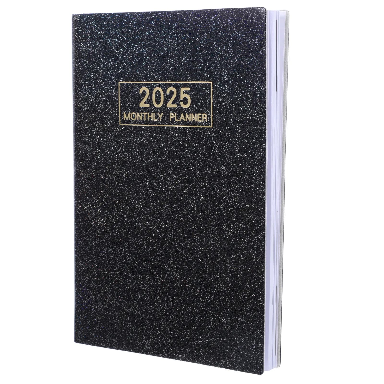 Agenda 2025 in Inglese con Copertina Rigida in PU, Pianificatore Mensile, Settimanale e Giornaliero, Calendario Portatile per Casa e Ufficio