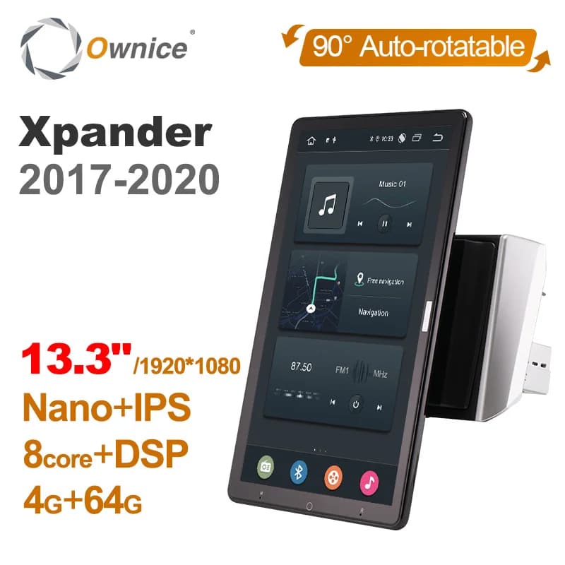 1920*1080 Ownice Android 14.0 for Mitsubishi Xpander 2017-2020 Car Radio Video Audio 13.3" IPS Rotatable 360 8G 256G Tesla Style
