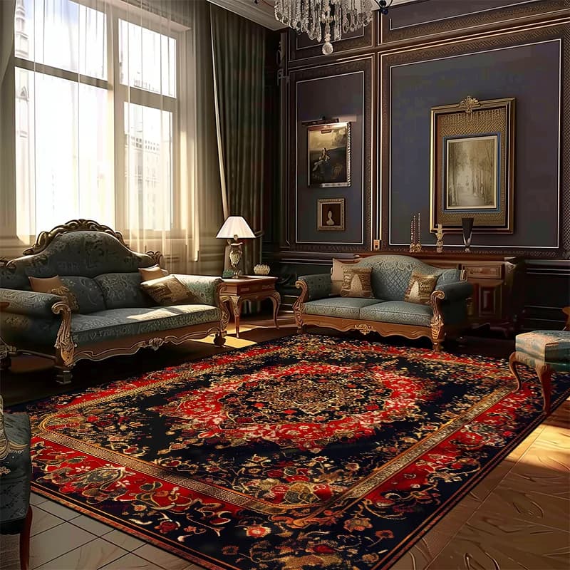 Persian Style Carpets for Living Room Decoration, Large Bedroom Mat, Anti-slip, Washable, Customizable
