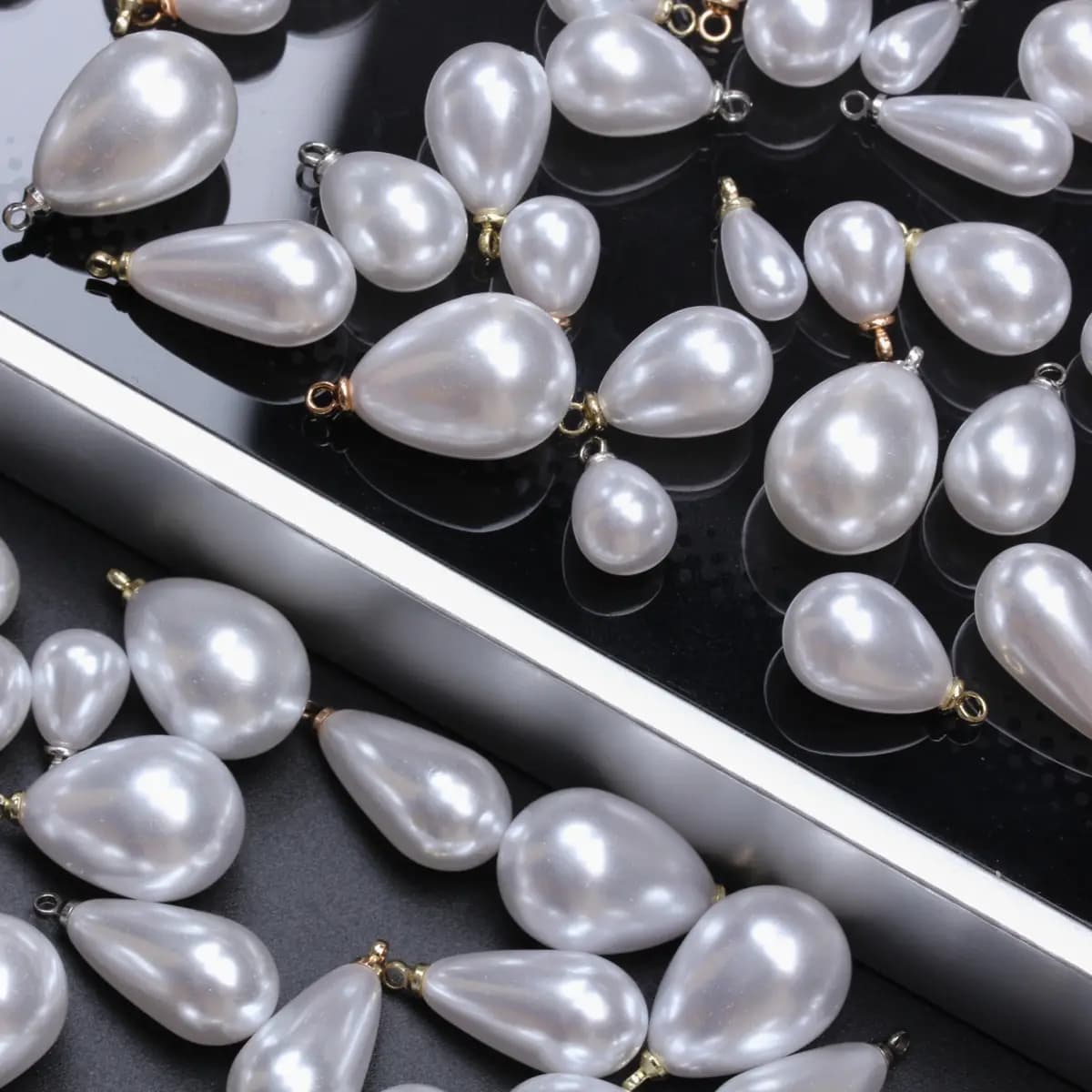 100pcs/bag 10/14/16/18mm Bright Imitation Pearl Water Drop Pendant Brooch Sheep-eye DIY Earrings Bracelet Necklace Wholesale