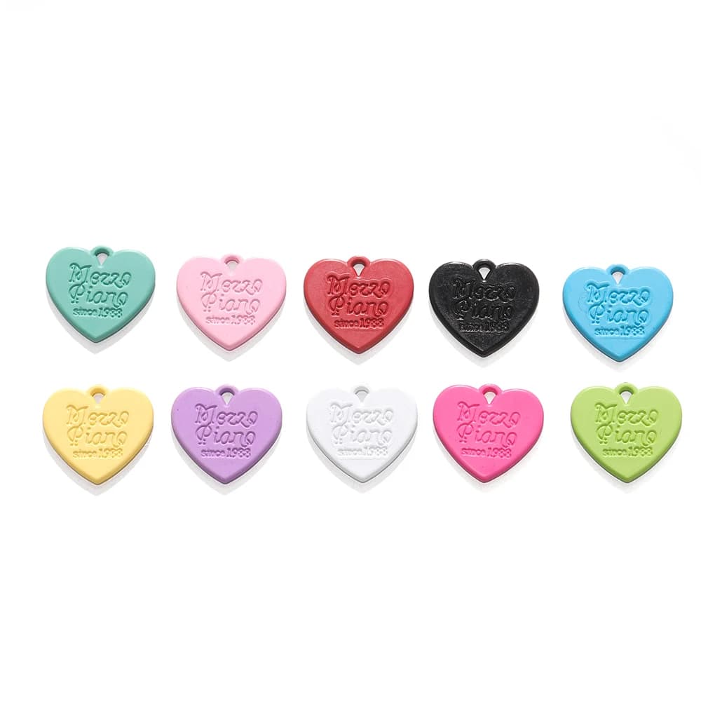 10 pezzi di ciondolo d'amore inciso in acrilico color caramello, ciondolo per braccialetto appeso per gioielli fai da te, creazione di catenelle per telefono, accessori