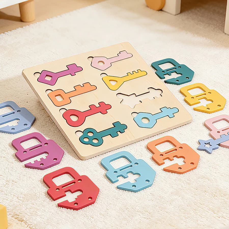 Gioco Puzzle di Abbinamento Chiavi e Lucchetti per Bambini, Giocattolo Sensoriale Montessori per l'Apprendimento dei Colori e lo Sviluppo delle Abilità Motorie Fini, Regalo Educativo Prescolare
