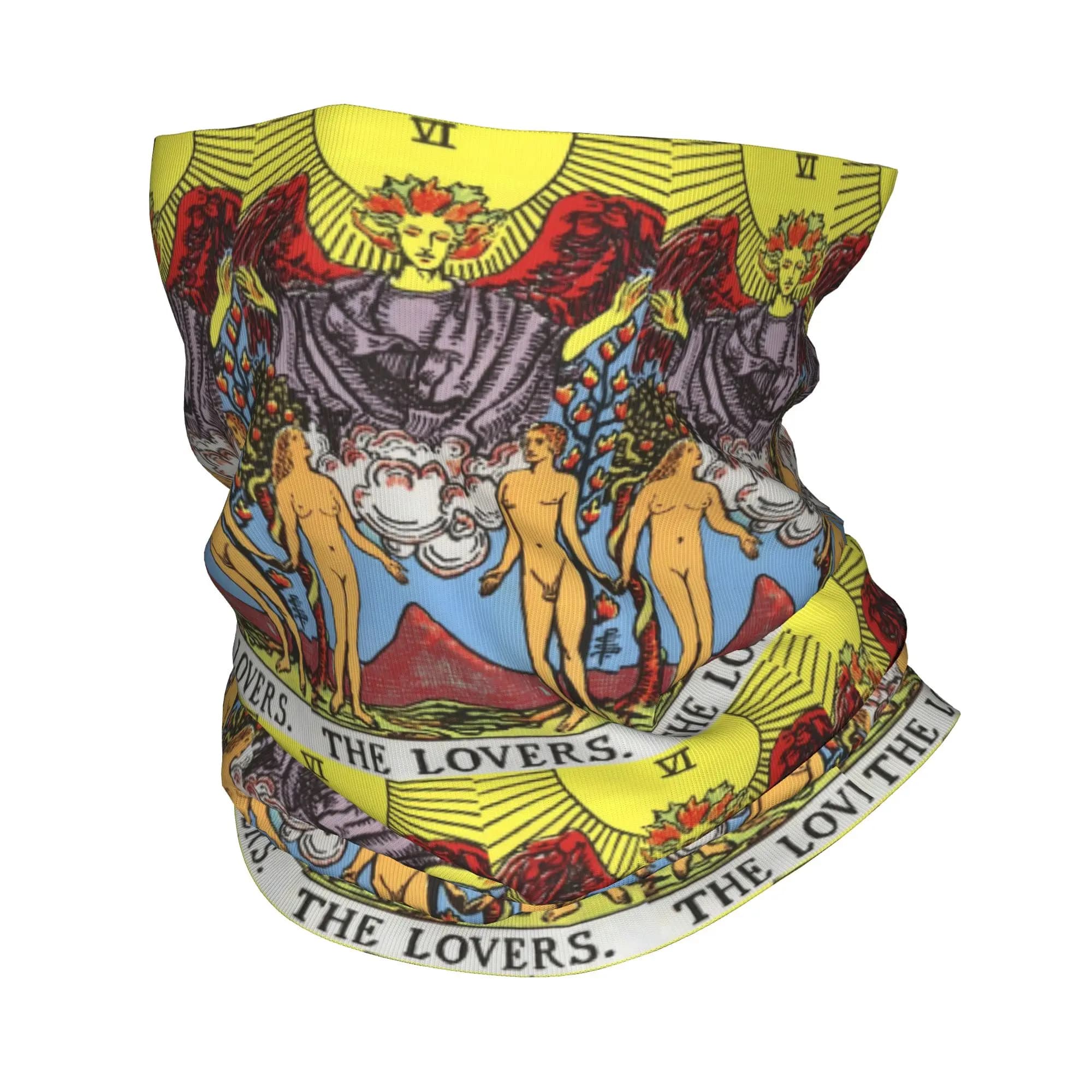 Bandana con stampa delle carte dei Tarocchi The Lovers, copricollo, sciarpa per il viso, fascia calda per la testa, per correre, per uomo, donna, adulto
