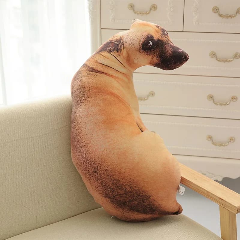 Cuscino per cani curvo carino 3D Cuscino da 50 cm Animale realistico Testa di cane divertente Gioco di ruolo Decorazione della casa Ornamento per divano