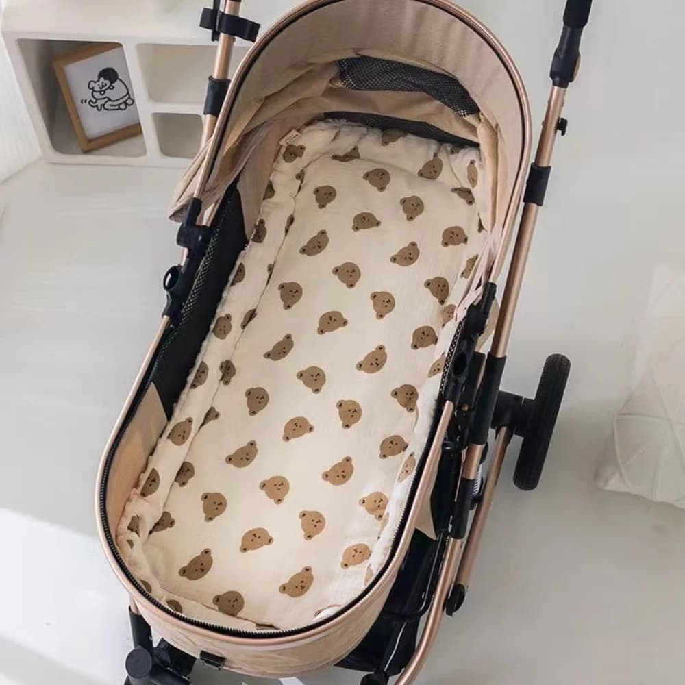 Morbido cuscino per passeggino Comodo e traspirante Tappetino per seggiolino per carrozzina Seggiolino per auto Sedia da pranzo stampata in cartone animato Tappetino in cotone per bambini