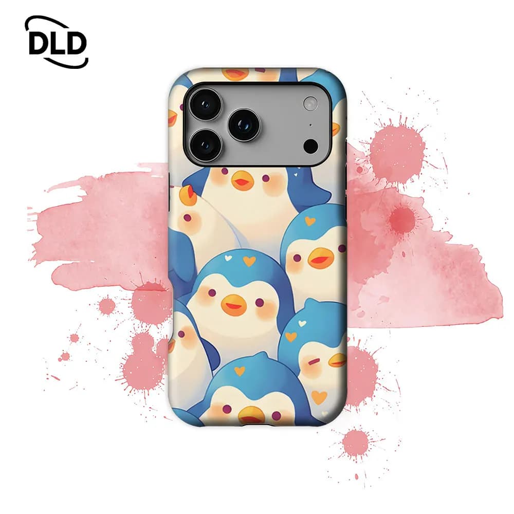 Custodia per telefono Penguin Hugs magnetica per iPhone 17 16 15 14 13 Pro Max Plus, custodia robusta a strato singolo/doppio