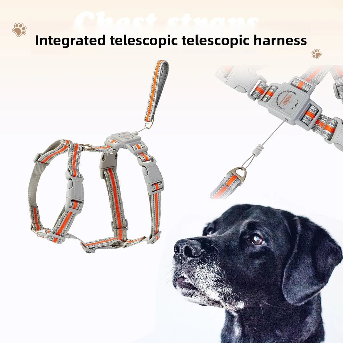 Guinzaglio retrattile integrato per animali domestici, cinghia toracica, cinghia riflettente, gilet a forma di I, guinzaglio retrattile per cani