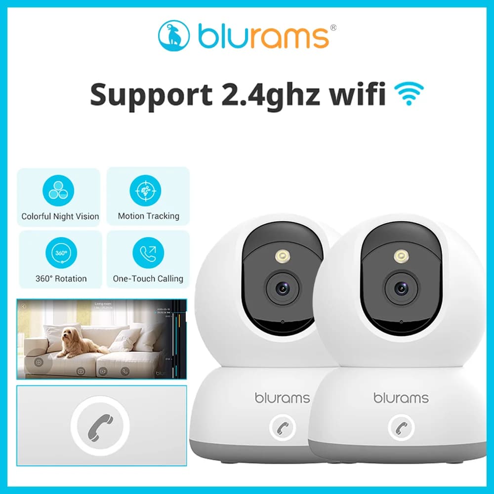 Telecamera Blurams 2K da 2 pezzi con app per telefono, telecamera per bambini di sicurezza interna WiFi 5G/2,4 GHz, 360 ° Pan & Tilt, audio bidirezionale, visione notturna