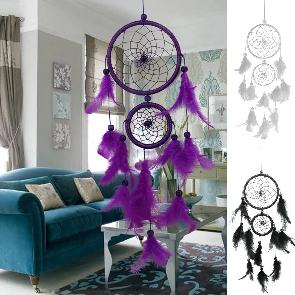 Nordic Mascot Handmade Tapestry Catching Up Feathers Wall Hanging Wind Chimes Dreamcatcher Feather Weaving Dream Catcher