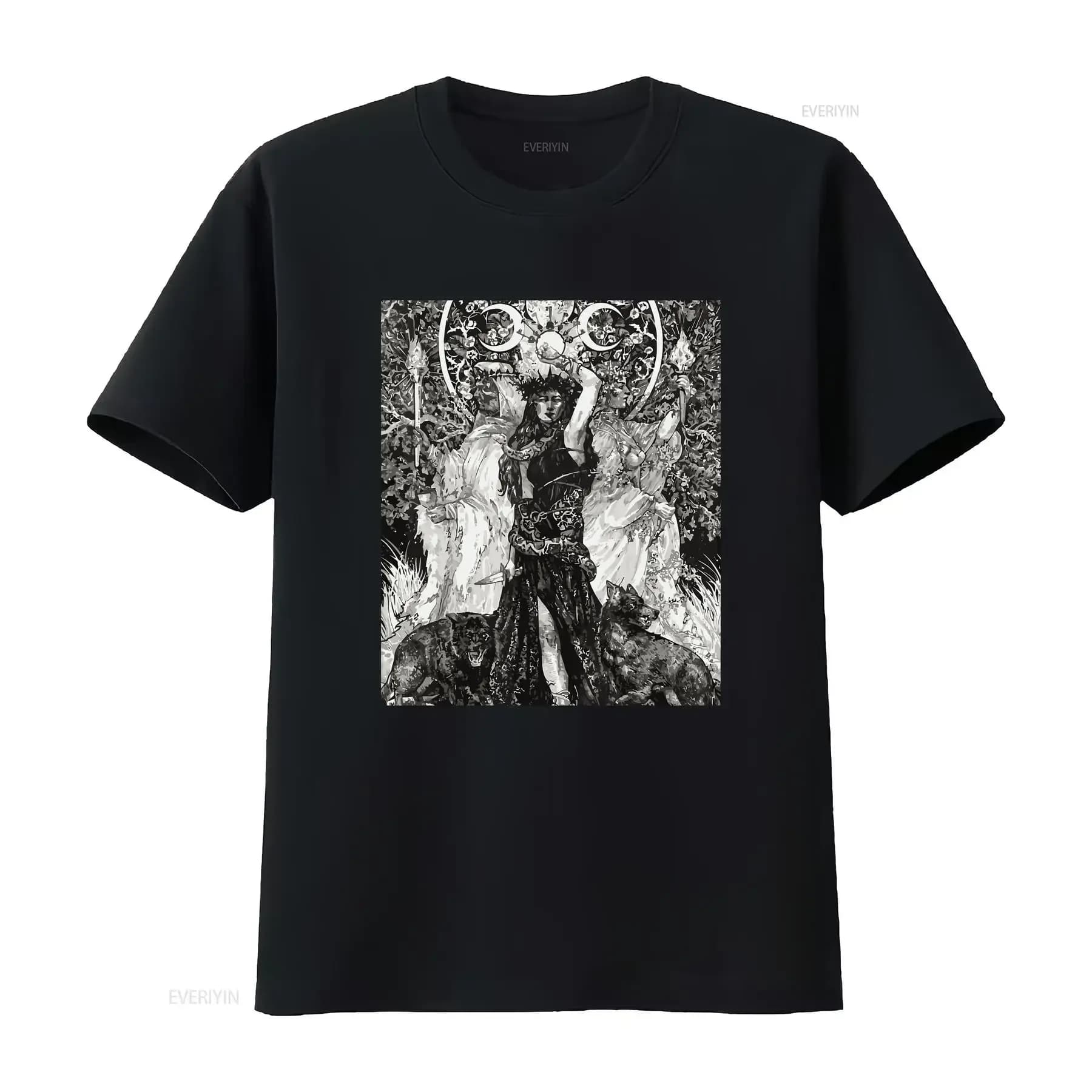 La dea Hecate Tarots Card Triple Wiccan Pagan Moon Witch T Shirt vintage lavato Top per abiti firmati da indossare tutti i giorni