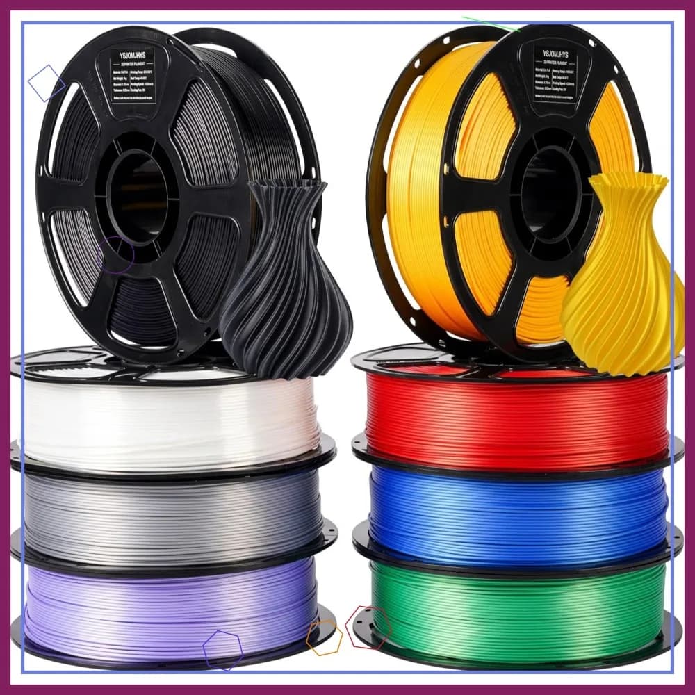 Filamento PLA Seta 1.75mm Confezione da 8x1KG Lucido per Stampante 3D Precisione +/- 0.02mm