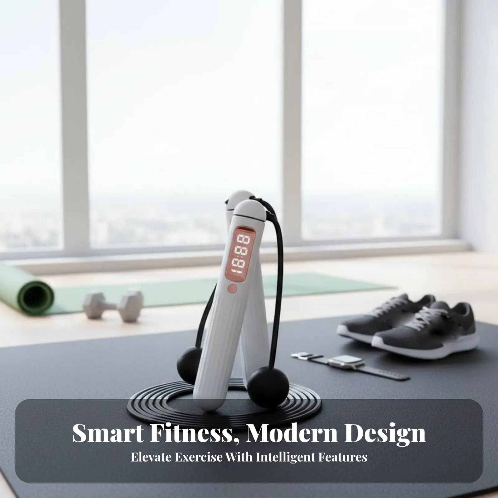 Bluetooth Smart Jumping Cord with Counter, Rechargeable, Wireless, APP Support for Android and iOS, with Weights, A8