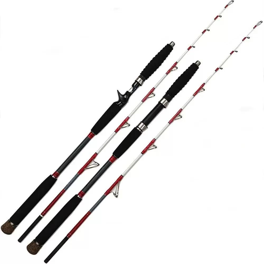 Canna da Pesca in Fibra di Carbonio 1.6M per Acqua Salata, 100-300g, per Casting/Spinning, Portatile da Viaggio, con Manico in EVA, per Surfcasting