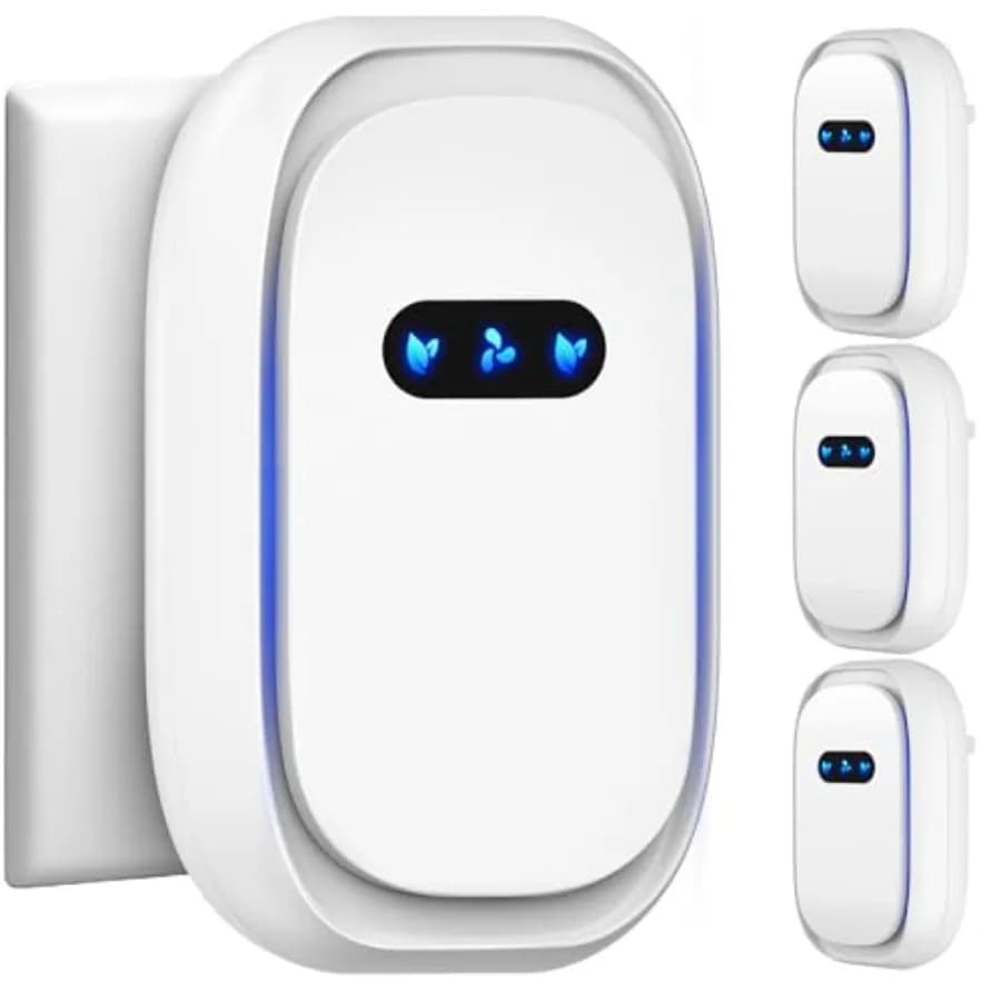 Purificatori d'aria, confezione da 4, ionizzatori d'aria per casa, camera da letto e viaggi, purificatore d'aria a ioni negativi da collegare alla presa, per polvere, peli di animali, fumo e odori