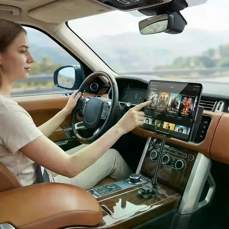 Supporto per Tablet con Ventosa per Cruscotto Auto, Morsetto Universale Regolabile per Tablet da 4-12 Pollici, Supporto per Viaggi su Strada