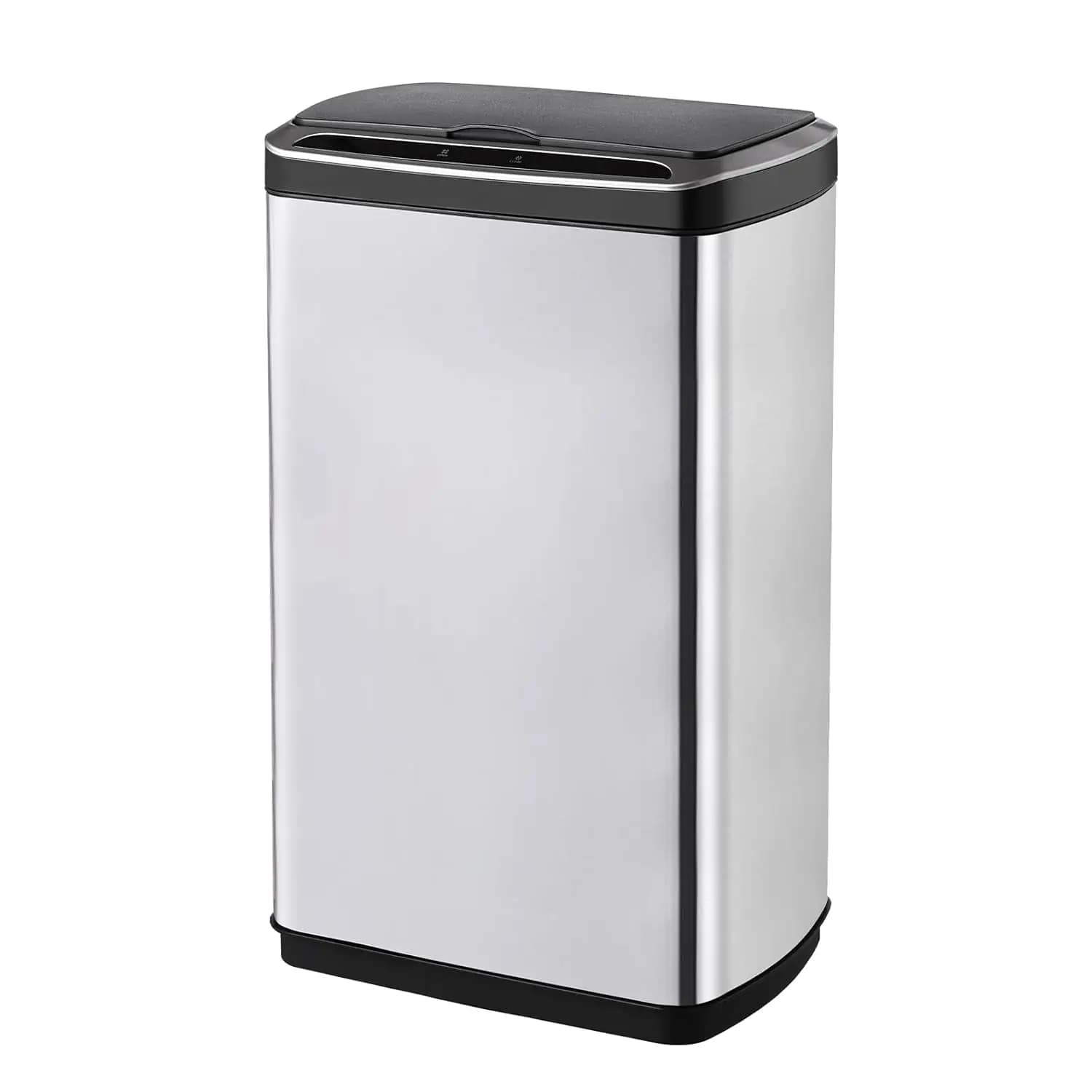 Cestino per Rifiuti da Cucina Rettangolare da 50 Litri / 13,2 Galloni, Finitura in Acciaio Inox Spazzolato, Sensore di Movimento, Personalizzabile