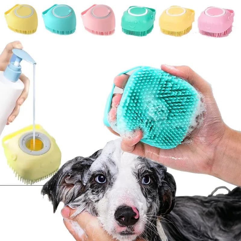 Pet Dog Shampoo Brush Soft Silicone Rubber Cat Massage Grooming Scrubber For Short Hair Dogs Cats Bathing Pet Grooming Supplies