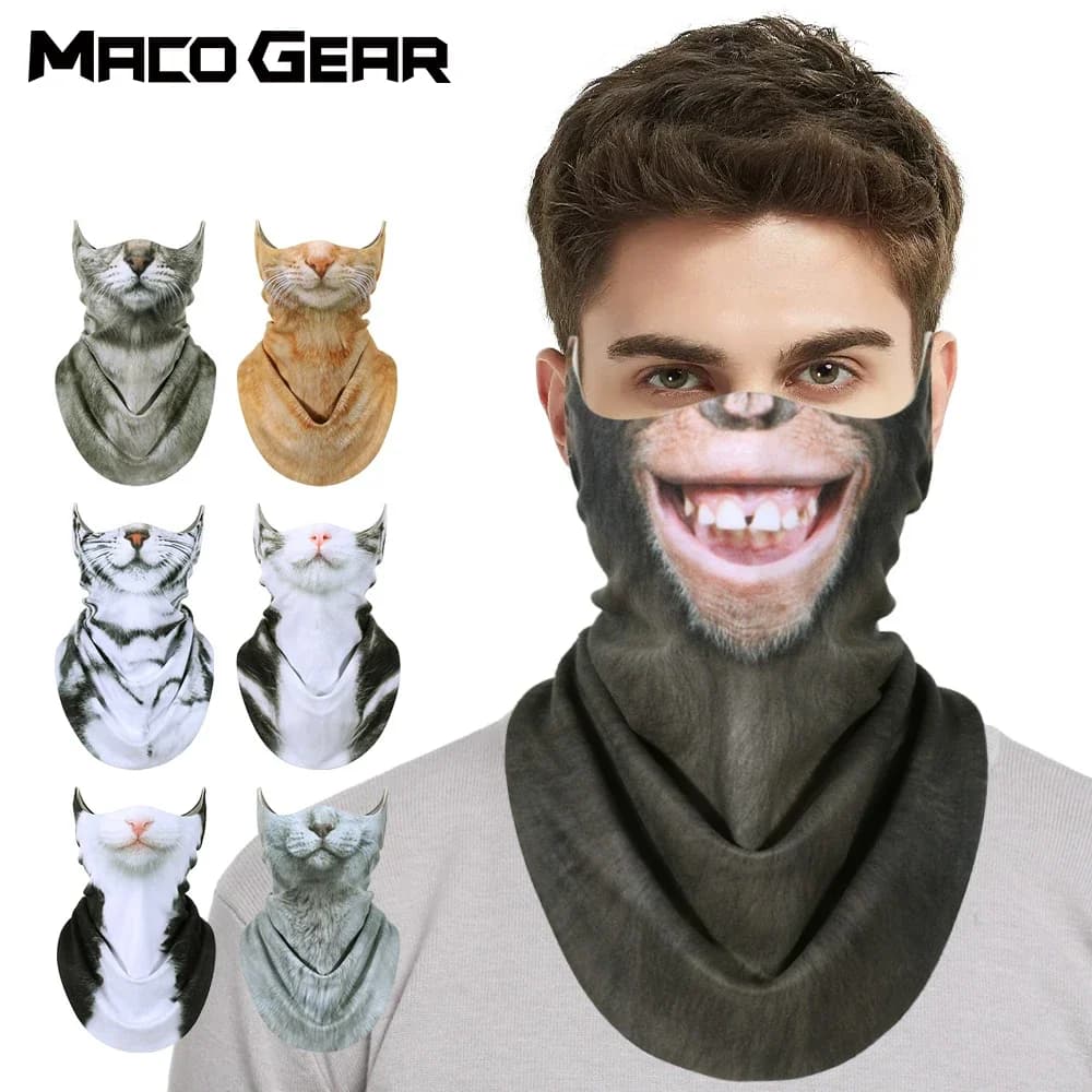 3D Animal Winter Bandana Scaldacollo Glue Cycling Face Cover Hanging Earrings Windproof Ski mask Sports Hiking Campsite Race Scarf