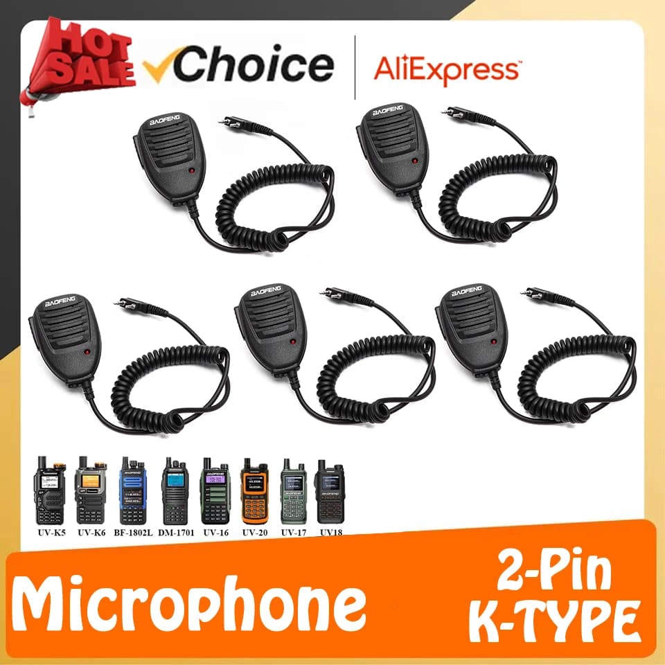 Walkie Talkie PTT Speaker Mic Handheld Microphone Compatible with Baofeng UV-32 DM-32 DM-1701 UV-5R Mini Quansheng Two Way Radio