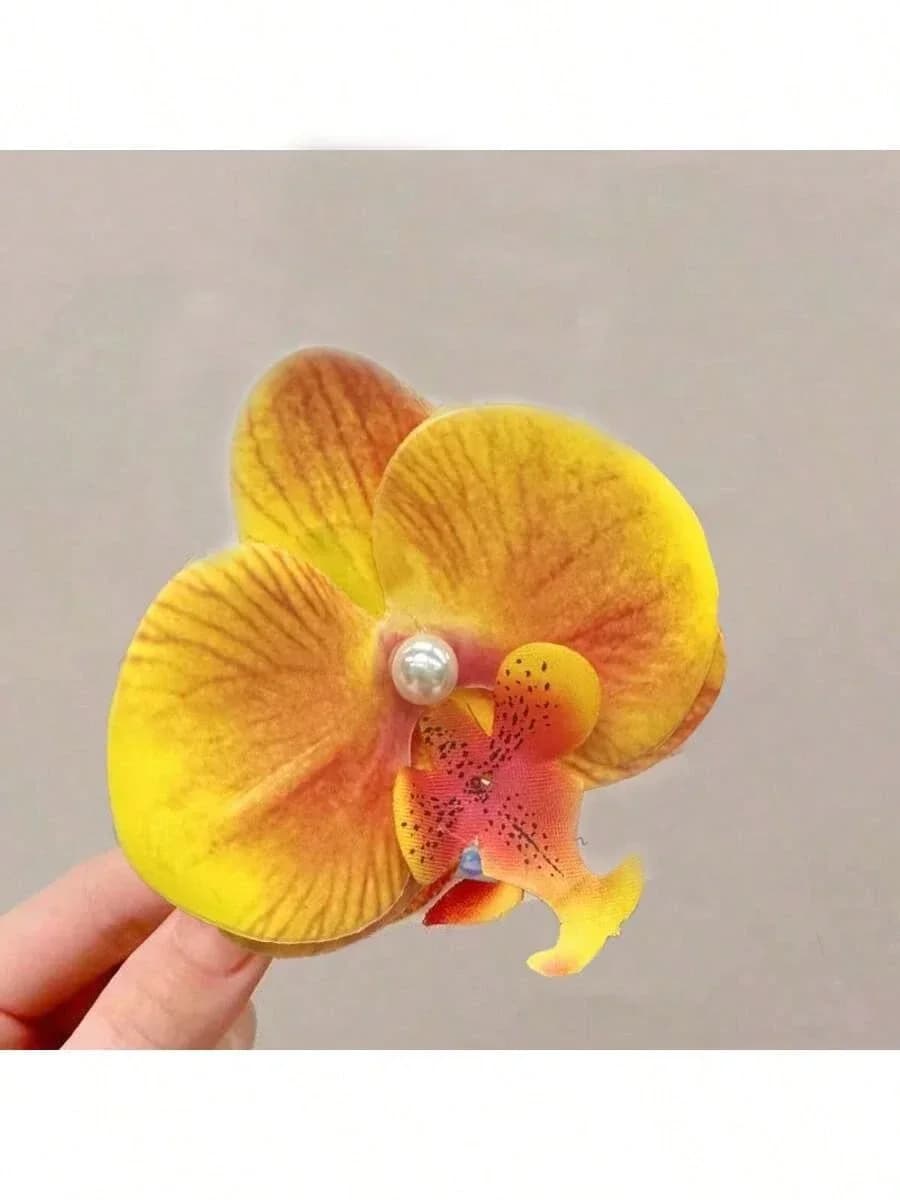Fermaglio per capelli a forma di fiore di orchidea a forma di farfalla, fermaglio a becco d'alligatore per donne, decorazione per viaggi e vacanze