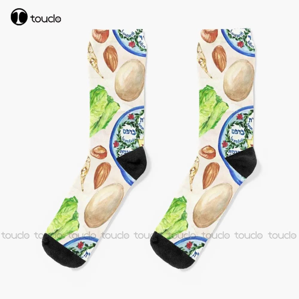 Easter Seder Socks For Flat Socks Customized Volleyball Socks Unisex Socks For Young Teens Adults Custom Gift Digital Print 360 °