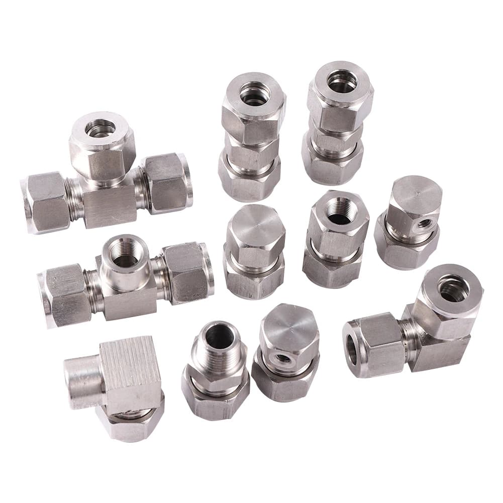 Raccordo per Tubi da 3/8'' con Doppia Manicotto a Cuscinetto, per Sistemi di Nebulizzazione, Irrigazione e Spruzzatura Paesaggistica, Accoppiamento in Acciaio Inossidabile