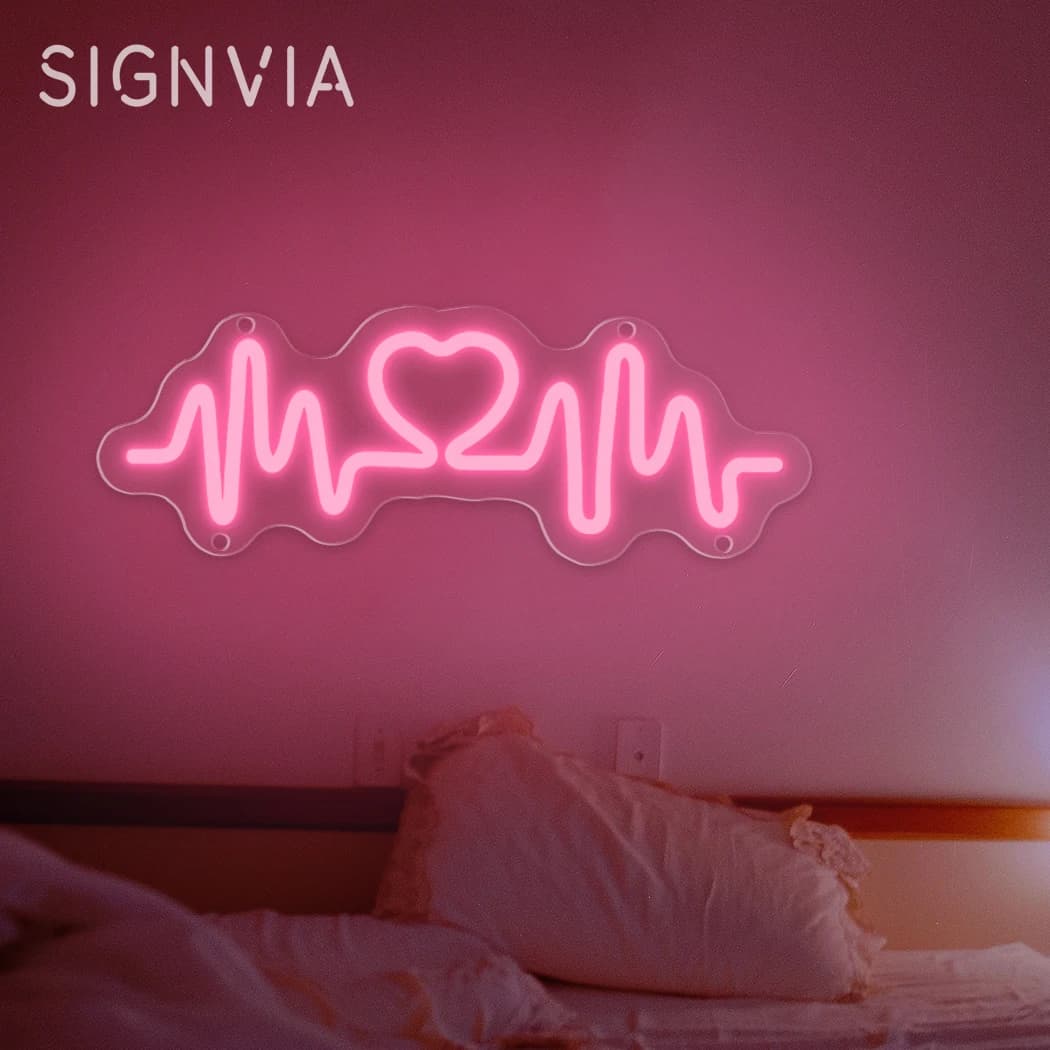 Battito cardiaco Insegna al neon Decorazione da parete a LED Arte Alimentata tramite USB per camera da letto Ragazza Camera Dormitorio Anniversario di matrimonio Regalo di compleanno di San Valentino