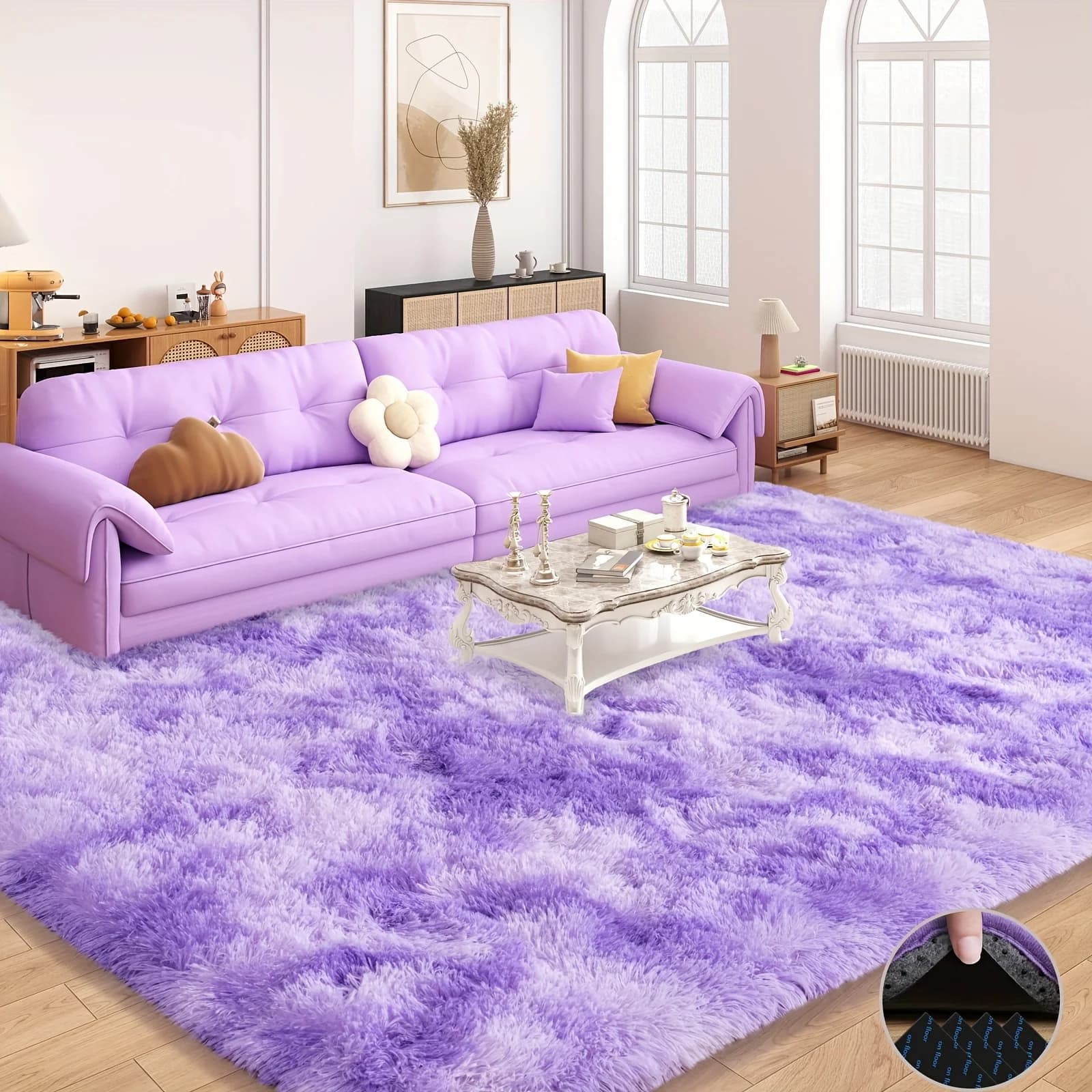 VIKAMA Silky Dream Purple Tappeto Tappeto di fascia alta per la stanza dal vivo Tappeto per camera da letto per ragazze Tappeti da comodino Tappeto caldo lavabile Home Deco
