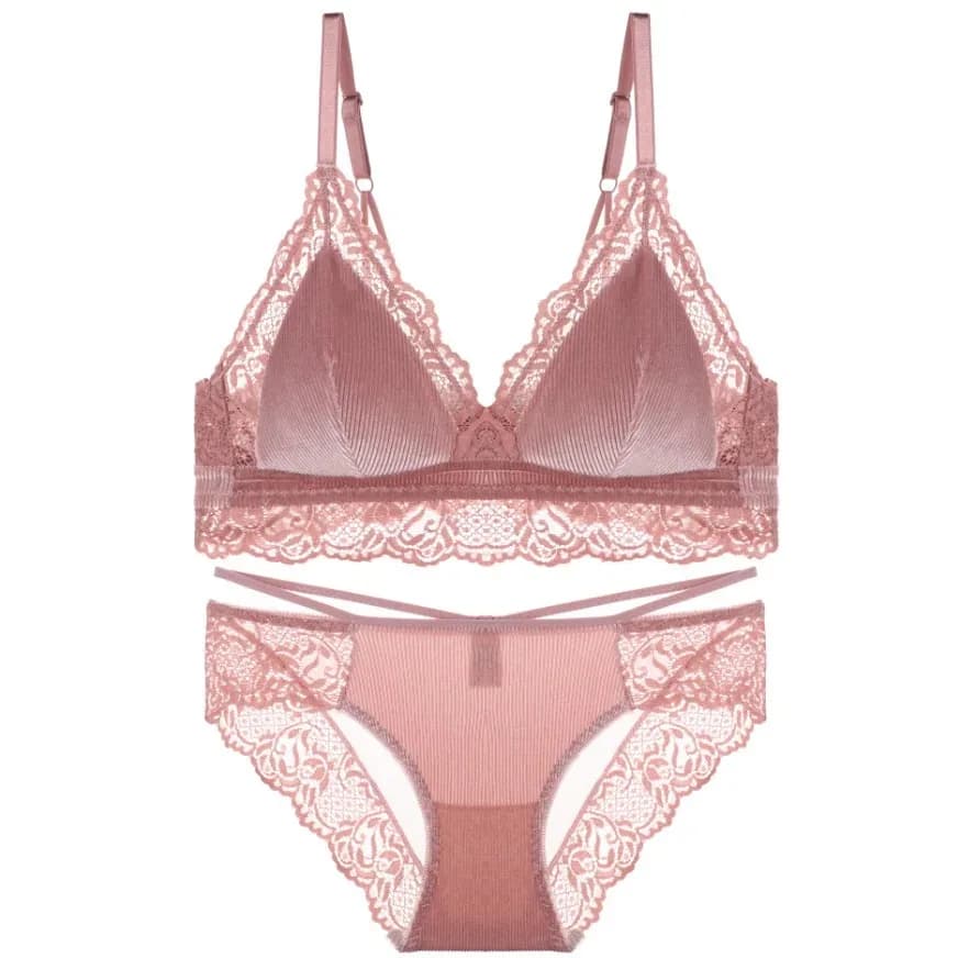 Biancheria intima da donna con coppa a triangolo francese in pizzo, supporto delicato per il sesso sottile, senza anello in acciaio per ricevere un paio di set di reggiseni per il seno