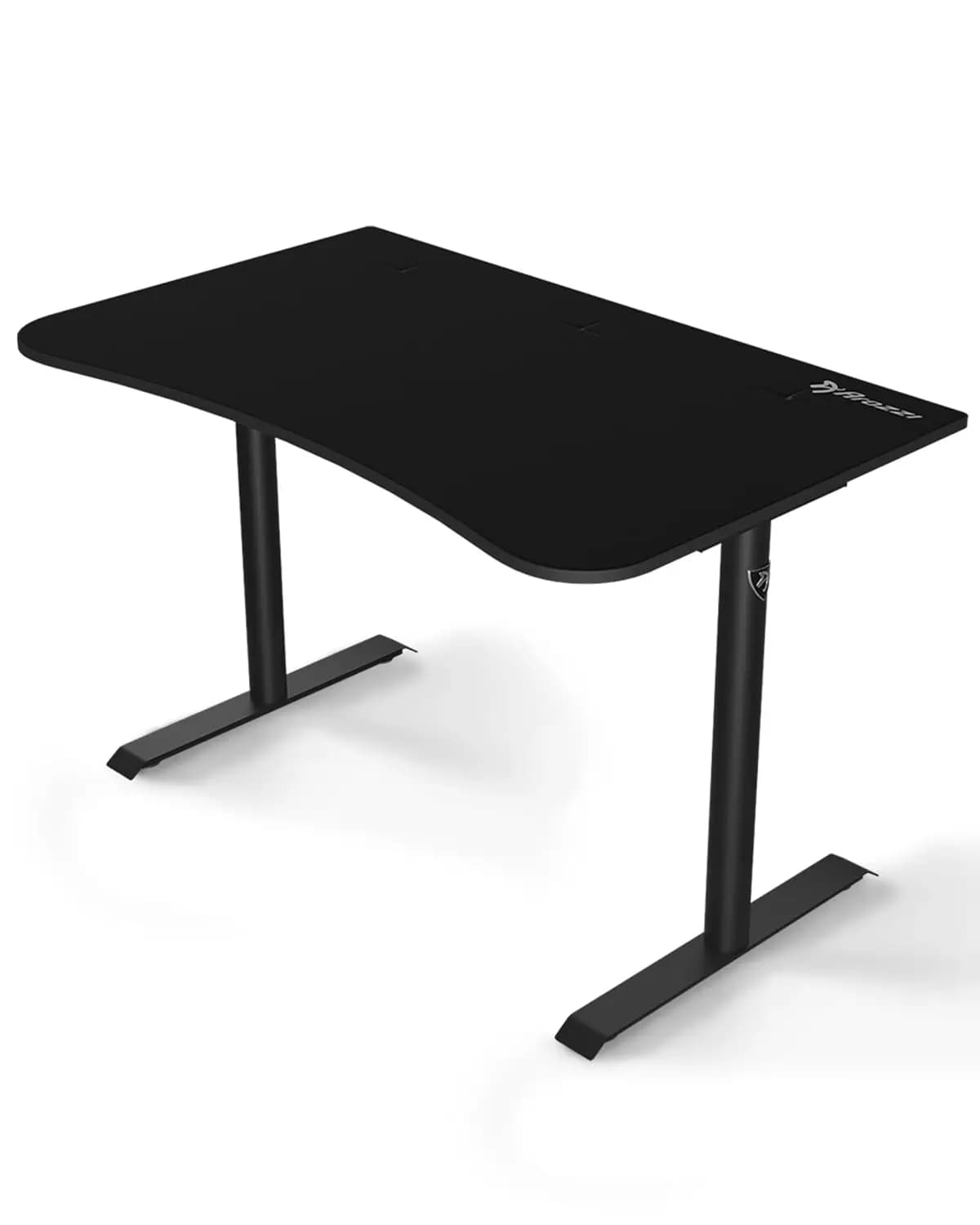 Scrivania da Gaming Compatta Nera con Telaio in Acciaio, Supporto per Doppio Monitor, Organizzazione Cavi, Tappetino Mouse Lavabile 45x28", Personalizzabile