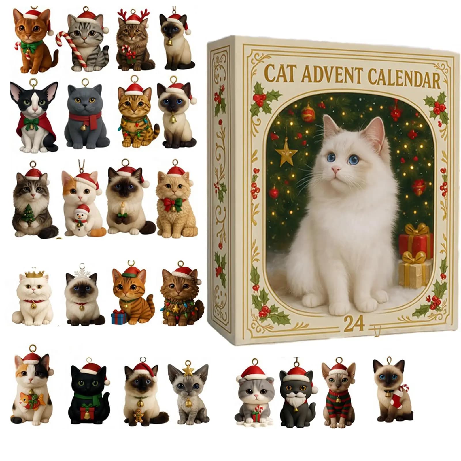 Calendario dell'Avvento 2D Gatto 2025, calendario dell'Avvento regalo per adulti, amici, bambini, proprietari e amanti dei gatti, regalo per il conto alla rovescia di Natale