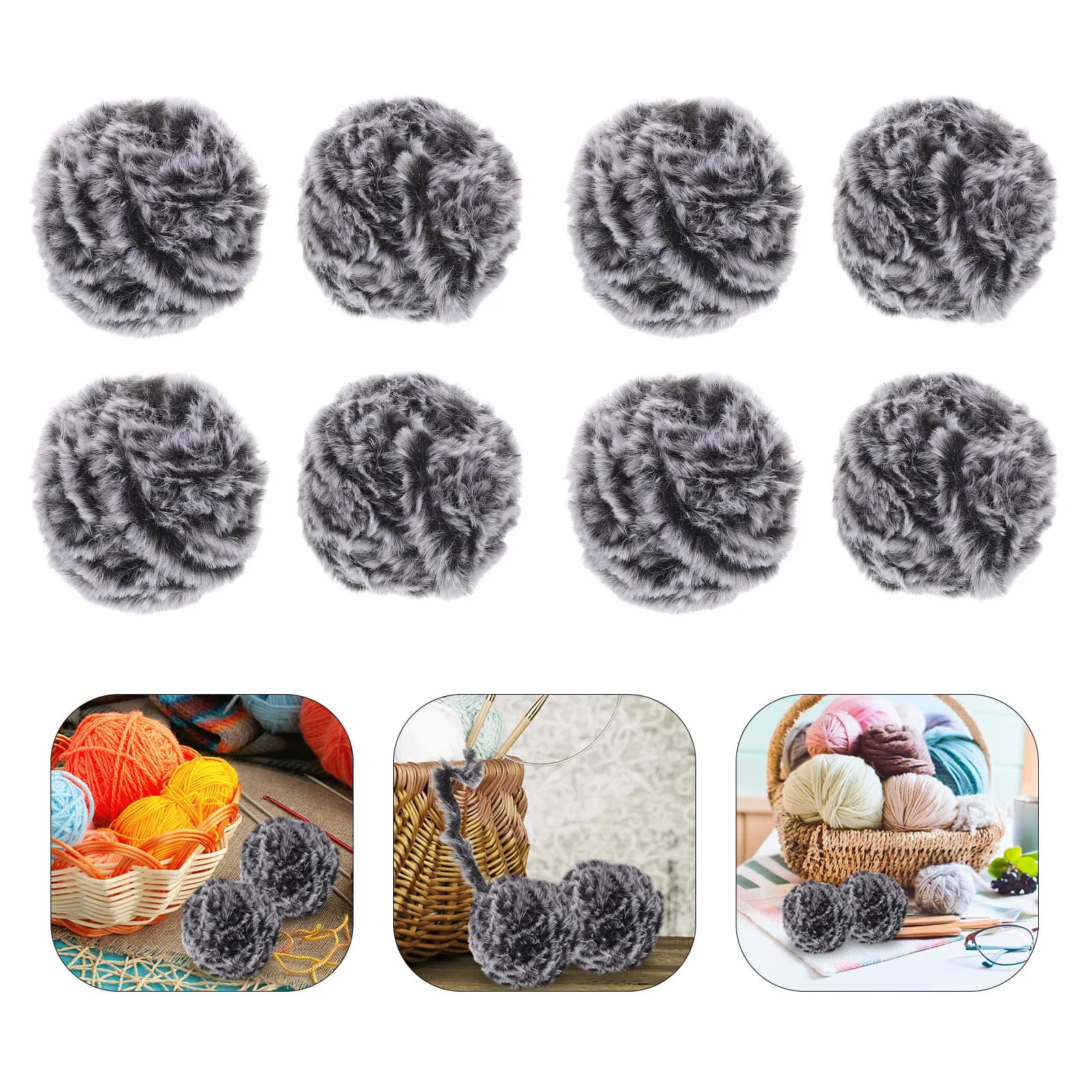 16 Pieces Soft Yarn Effect Eyelashes for Covers, Carpets and Scarves, Ideal for Knitting, Crochet and Doing Works