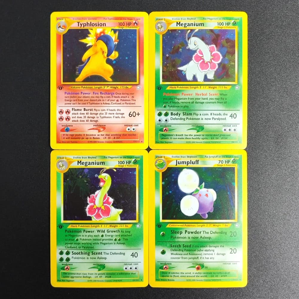 Self Made Proxy PTCG Inglese Neo Genesis 1a edizione Typhlosion Meganium Jumpluff Holo Gioco Hobby Collezione di carte giocattolo