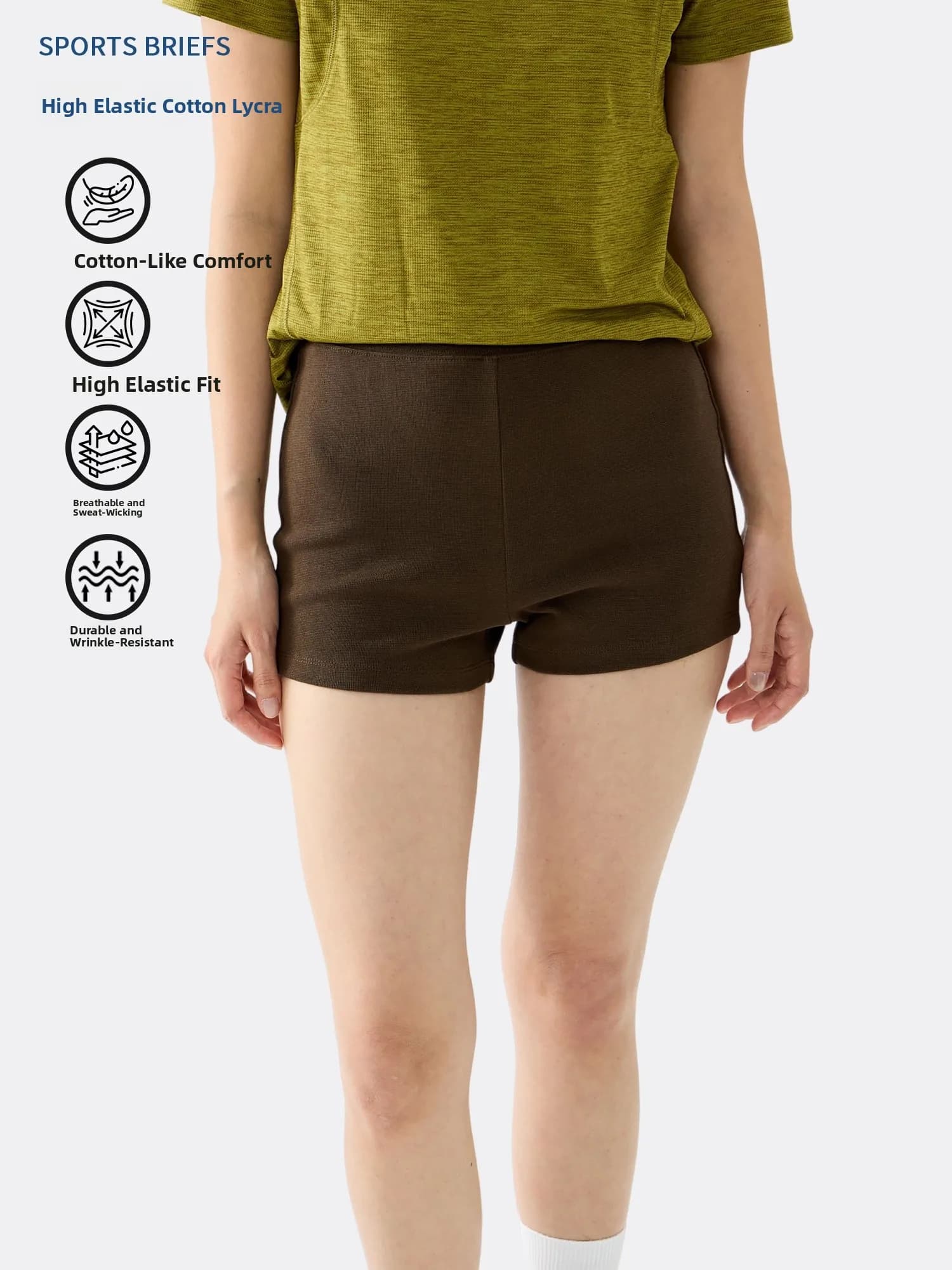 ENHM Elastic Yoga Shorts Breathable Quick Dry Outdoor Cycling Pants Slimming Fitness Three-quarter Length Casual Cotton Blend
