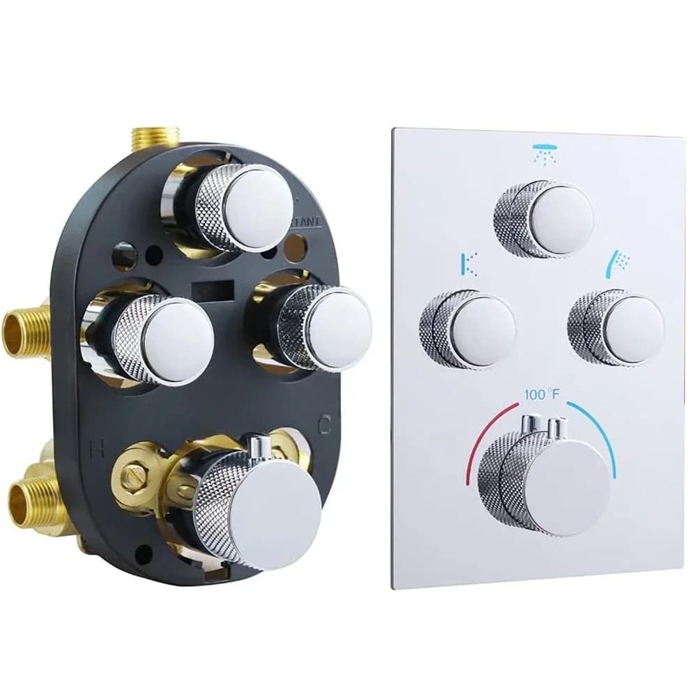Valvola deviatrice doccia a 3 impostazioni, miscelatore termostatico per doccia, valvola a incasso per installazione a pavimento, per sistema doccia integrato da bagno