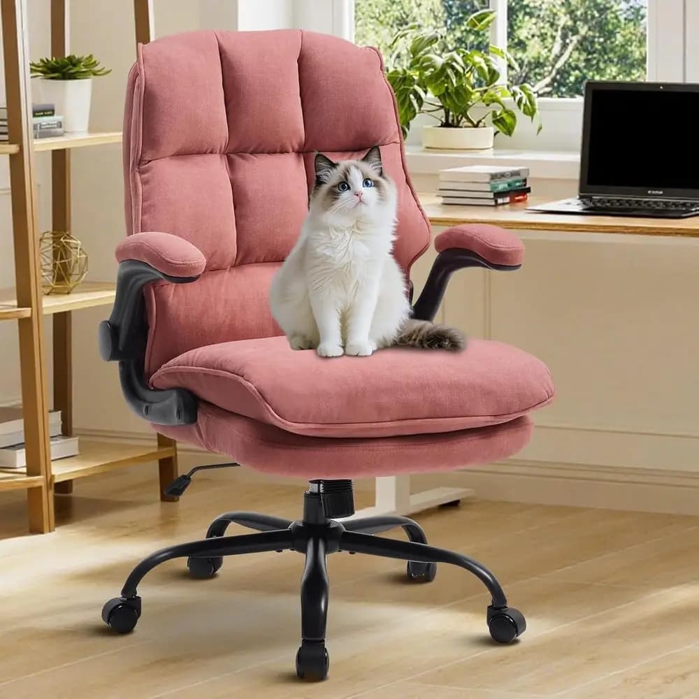 Sedia da Ufficio Ergonomica con Doppia Imbottitura per Lunghe Ore di Lavoro, Altezza Regolabile e Braccioli Ribaltabili
