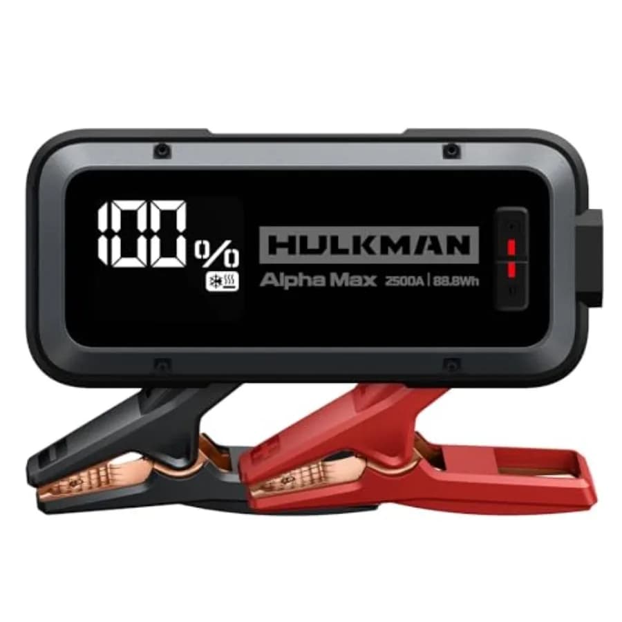 Avviatore di Emergenza Portatile 12V per Auto con Tecnologia -40 Start Tech 88.8Wh 2500A Max Grigio Spaziale Display LED 3.3 Cavi di Avviamento per Motori a Benzina