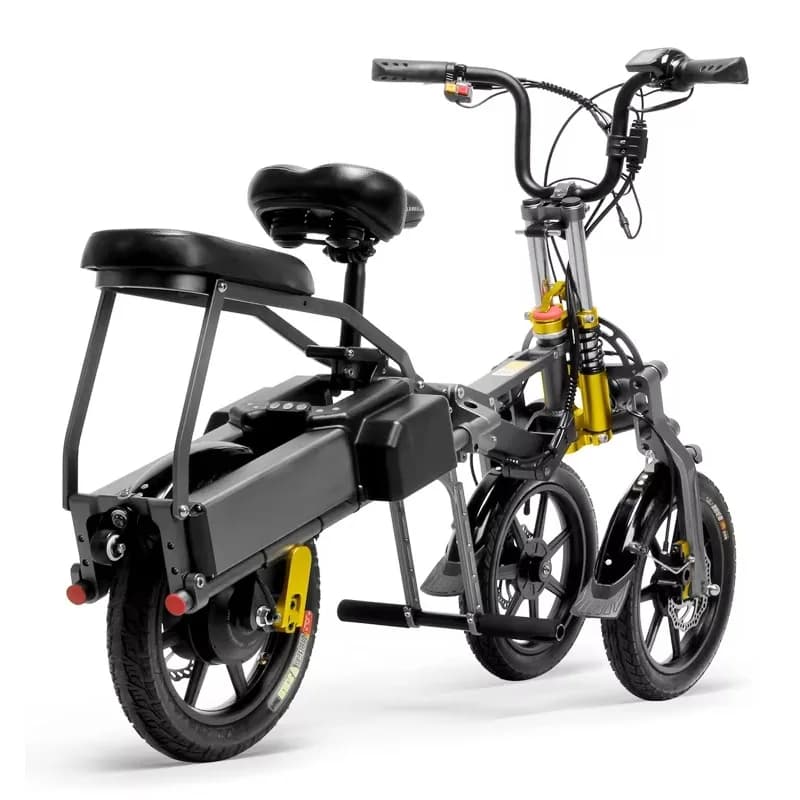 China Manufacturing 14'' 3 Wheel Fat Tire Folding E Bike Rear Hub 48V 350W Brushless Motor Lithium Battery Electric Bicycle