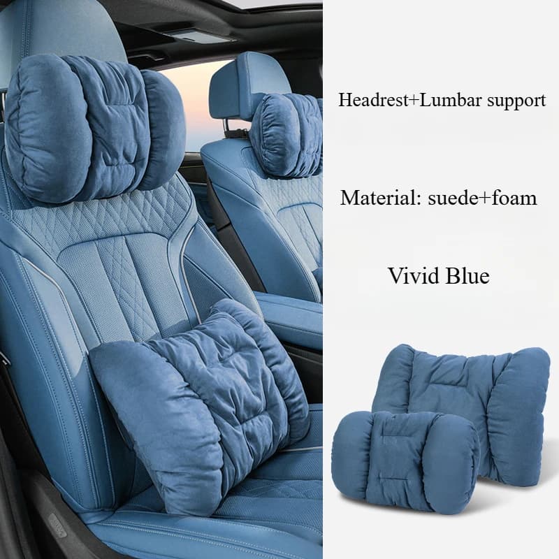 High-End Plush Car Headrest Suede Comfortable Neck Protection Pillow Soft Waist Cushion Car Headrest Waist Support Set