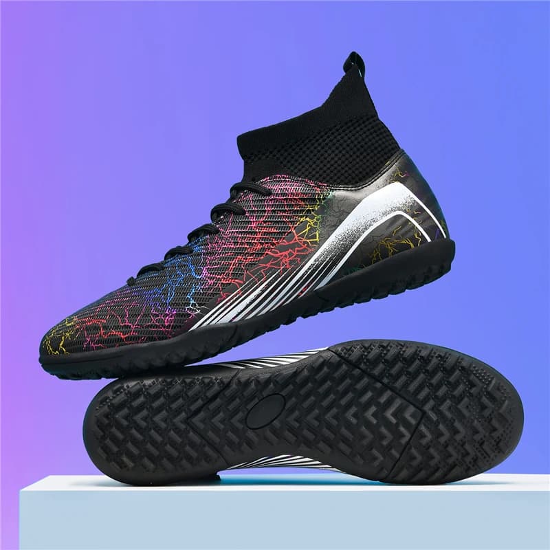 Scarpe da calcio da uomo, scarpe da calcio traspiranti, scarpe da allenamento antiscivolo per futsal, scarpe da calcio da donna per esterni, con supporto alla caviglia, per erba sintetica (TF)