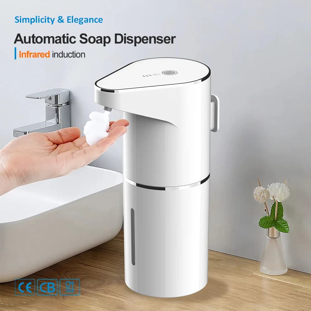 Dispenser automatico di sapone Dispenser di sapone schiumogeno senza contatto Dispenser di sapone schiumogeno elettrico ricaricabile tramite USB con 4 livelli regolabili Nuovo