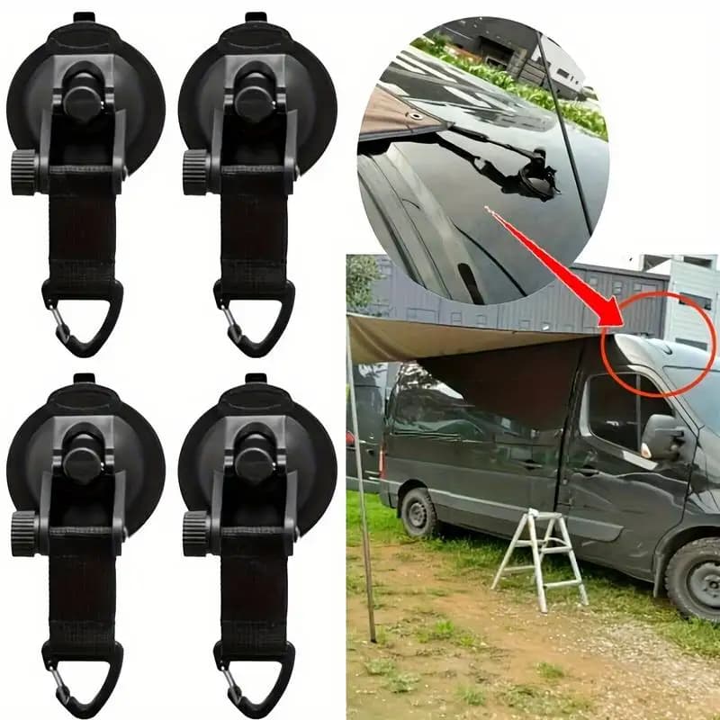 4 Pezzi Ganci di Ancoraggio a Ventosa per Caravan, Ganci di Fissaggio per Telo da Campeggio, Tenda Laterale per Auto, Accessorio per Camper e Roulotte per Viaggi all'Aperto