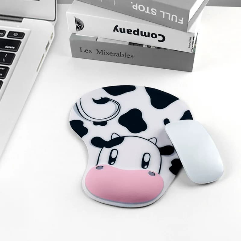 1 Piece of Cute Cow Wrist Rest Mouse Pad with Cartoon Pattern, Soft and Non-Slip Wrist Pad
